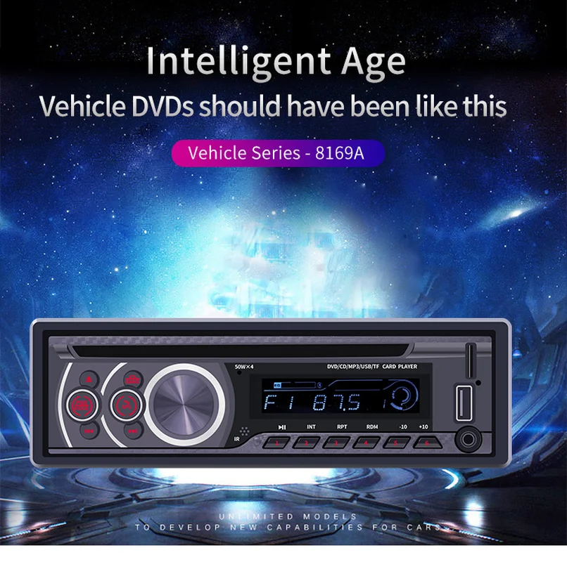 1 Din Bluetooth автомобильный Стерео Авторадио CD VCD dvd-проигрыватель AUX USB FM радио приемник в приборной головке