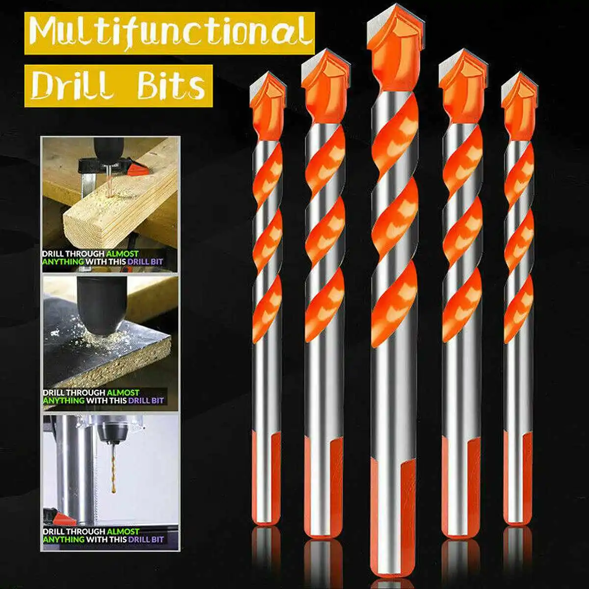 

5PCS Triangle Handle Alloy Multifunctional Drill Bits 6-12mm Blade Diameter for Electric Drill functional