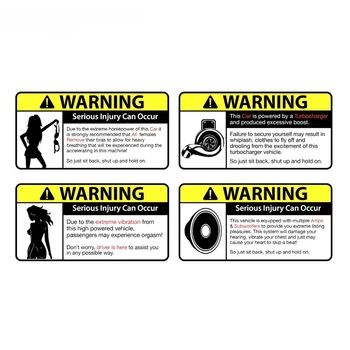 

4 X Cartoon Funny WARNING Car Sticker Retro-reflective Decals Automobile Motorcycles Accessories PVC,9cm*4cm