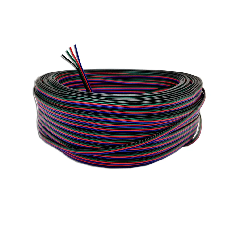 100 м 22AWG светодиодный кабель из луженой меди светодиодный провод 2/3/4/5Pin RGB RGBW с ПВХ изоляцией светодиодный соединительный провод 0,3 мм - Цвет: 4Pin