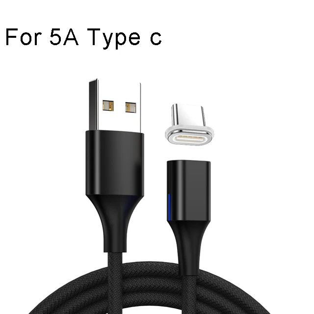 black for Type c 5A 5A Магнитный Тип Кабеля C кабель супер быстрая зарядка для телефона huawei p30 lite p20 p10 p9 Microusb магнит usb-кабель для передачи данных и для зарядки кабель Магнитная - Цвет: black for Type c 5A
