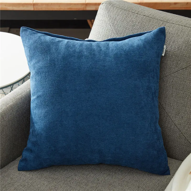Topfinel мягкие синелиные одноцветные наволочки Чехол декоративная на подушку наволочка для мангала диван офис стул 10 цветов высококачественная удобная подушка - Цвет: Navy Blue