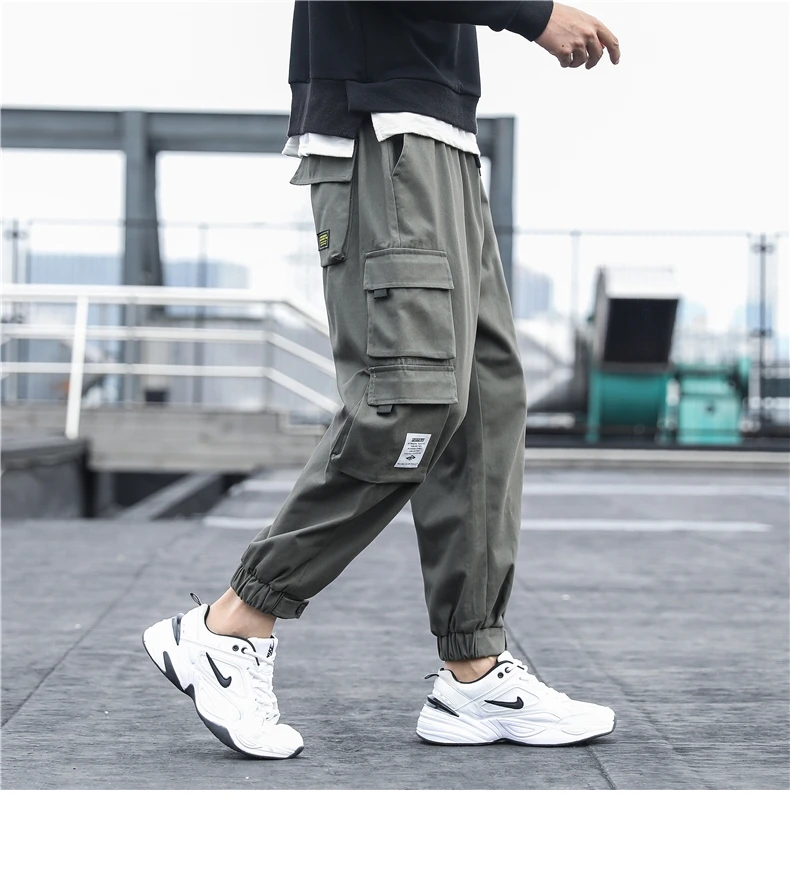New Men's Side Pockets Cargo Pants 2021 Black Hip Hop Harem Pants Casual Male Joggers Sweatpants Fashion Streetwear Trousers 5XL black cargo pants mens