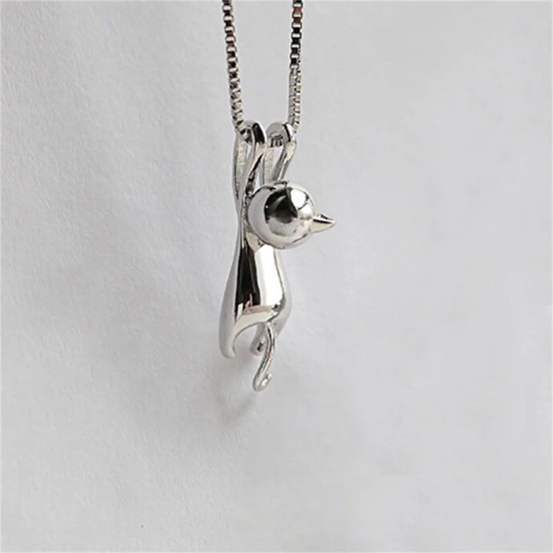 Glossy Кулон в виде кошечки; модные красивые, с серебряным покрытием Цепочки и ожерелья с подвесками ювелирных Шарм Цепочки и ожерелья - Цвет: Glossy