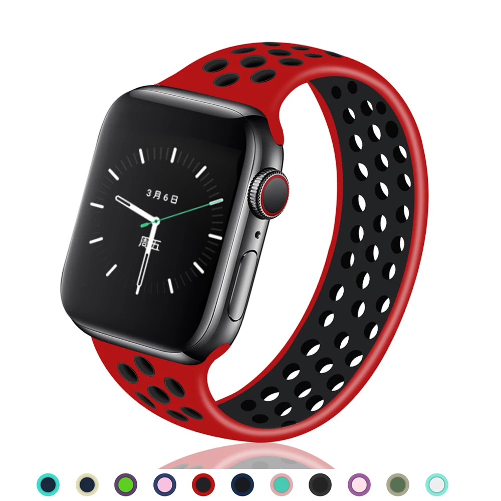 

sports silicone strap loop compatible for apple watch band 42mm 38mm 40mm 44mm bracelet correa iwatch series 5 4 3 2 1 watchband