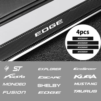 

4pcs Carbon Fiber Waterproof Car Door Sill Cover Protector Sticker For Ford Fiesta Mustang Mondeo Kuga ST Ghia Auto Accessories