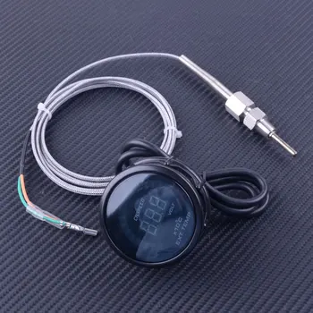 

ADWCX Universal 2" 52mm DC 12V LED Digital Exhaust Gas Temperature EGT Temp Gauge Meter Sensor Monitor Car Interior Accessories