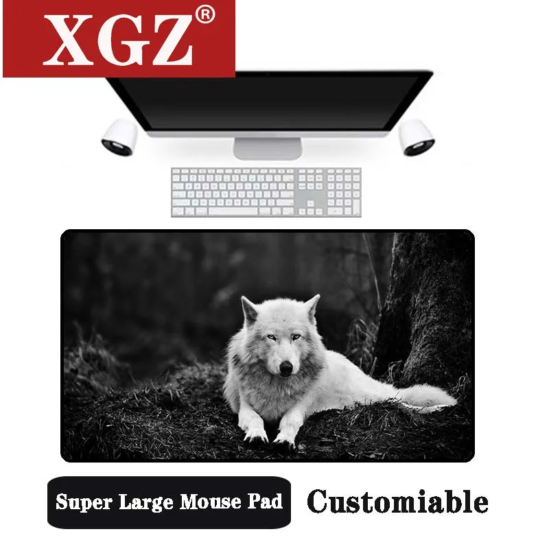 Xgz Big Promotion Large Size Multi-size Locked Mouse Pad Gray Wolf Black and White Pattern PC Computer Notebook Desk Mat cs go | Компьютеры