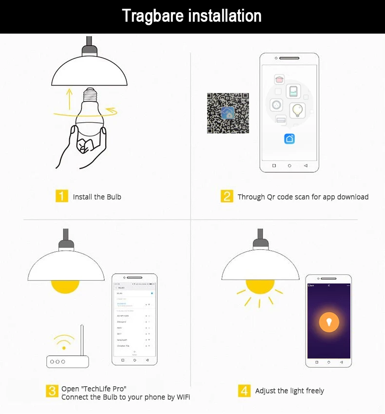 DIY умный Домашний Светильник ing светодиодный WiFi светильник лампа E27 15 Вт приложение управление умная лампа для умной жизни применяется к Alexa Echo и Google Home