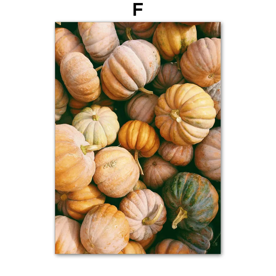 thumbnail image 1 of Pintura en lienzo abstracta de hojas de pueblo y calabaza de otoño, carteles nórdicos e impresiones de imágenes para decoración del hogar, 1 of 5