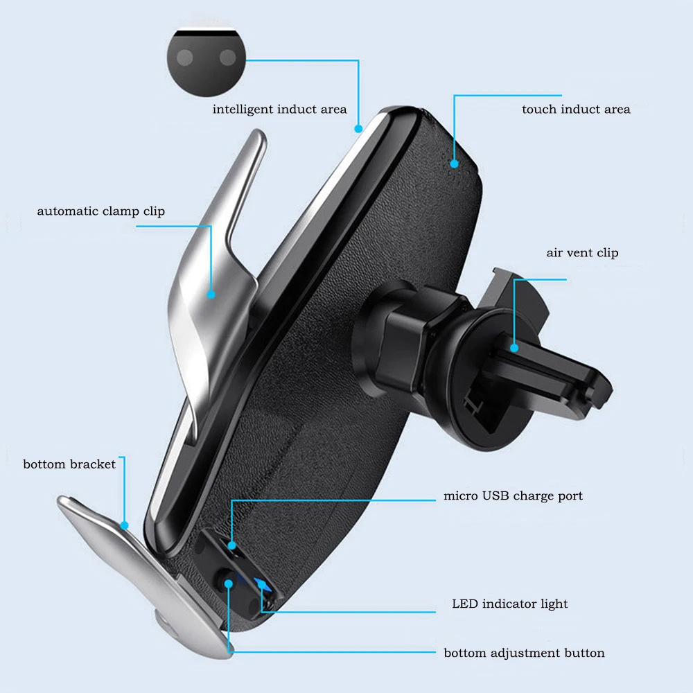 14Super Capacitor Car Wireless Charger Automatic Clamp 15W Fast Charge Mount 