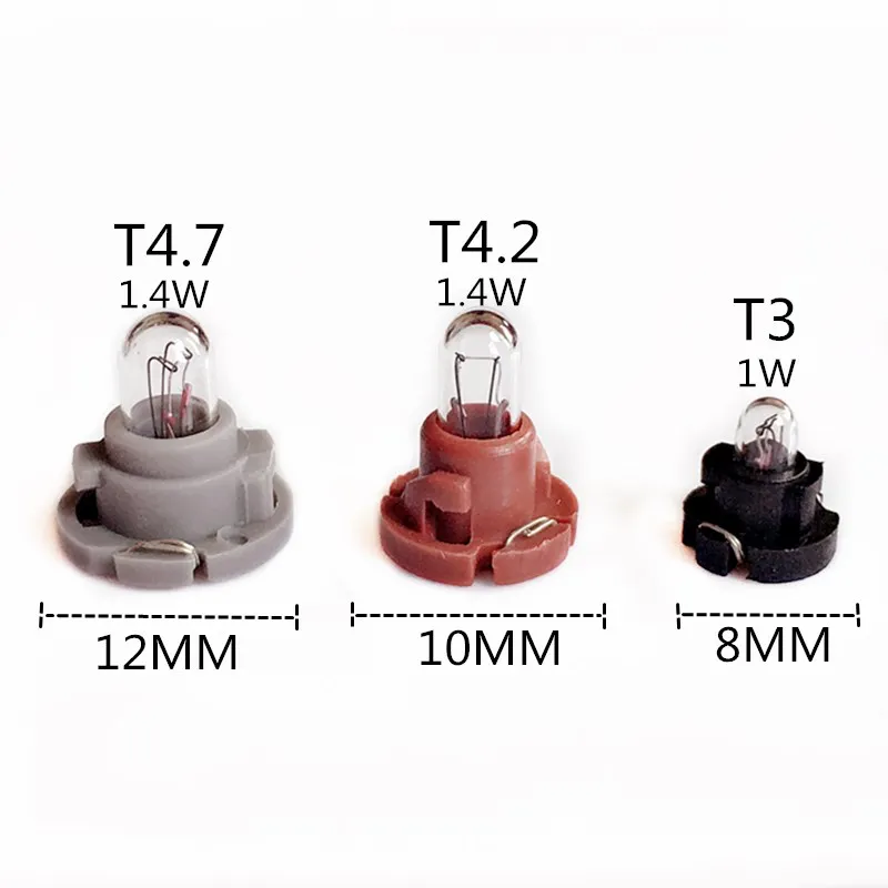 10piezas T3 T4.2 T4.7del coche 12V auto Interior instrumento bombillas de luz de panel Lamparas aire acondicionado Botón de luz d