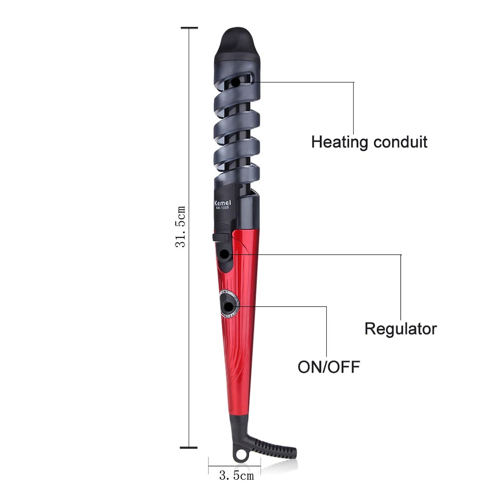 KM-1026 35 Вт электрическая анти-ожога керамическая спиральная Плойка для завивки волос