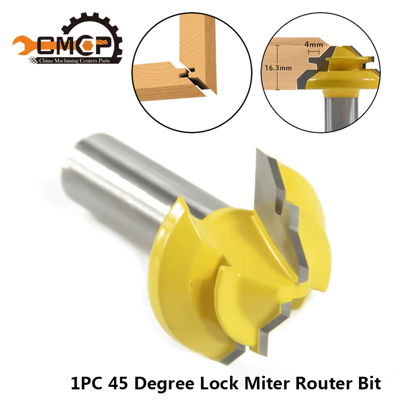 1 шт. 45 градусов замок Торцовочная фреза 12,7 мм хвостовик фреза по дереву для соединения шип-паз резак Вольфрам кобальтовый сплав древесины фреза