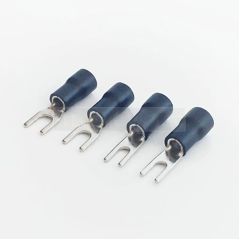 SV2-8 синий цвет холодноштампованные зажимы кабель провода разъем 100 шт. изолированные Вилочные наконечники разъем для 16-14AWG 4.9mm2