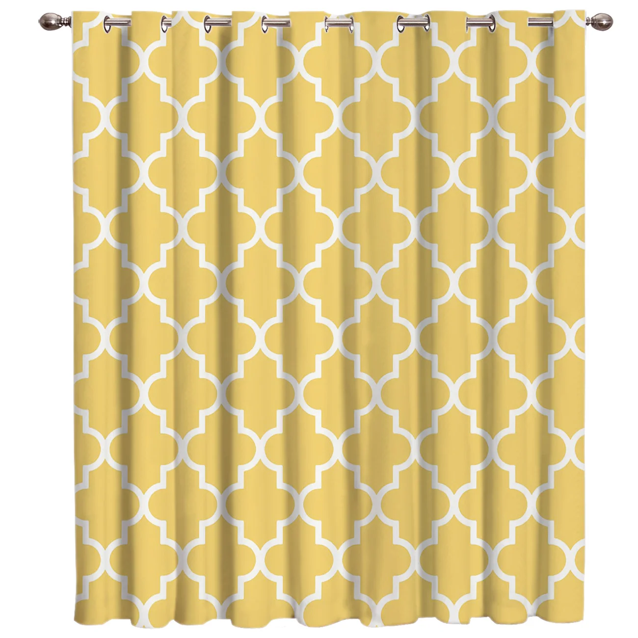 Geometric Yellow White Curtains Large Window Living Room Curtains