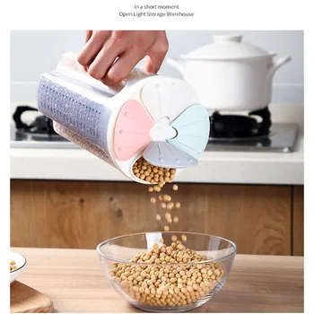 

Creative Storage Tank Transparent Plastic Compartment Sealed Tank Food Can Kitchen Moisture-proof Grain Storage Tank 1.5-2.5L