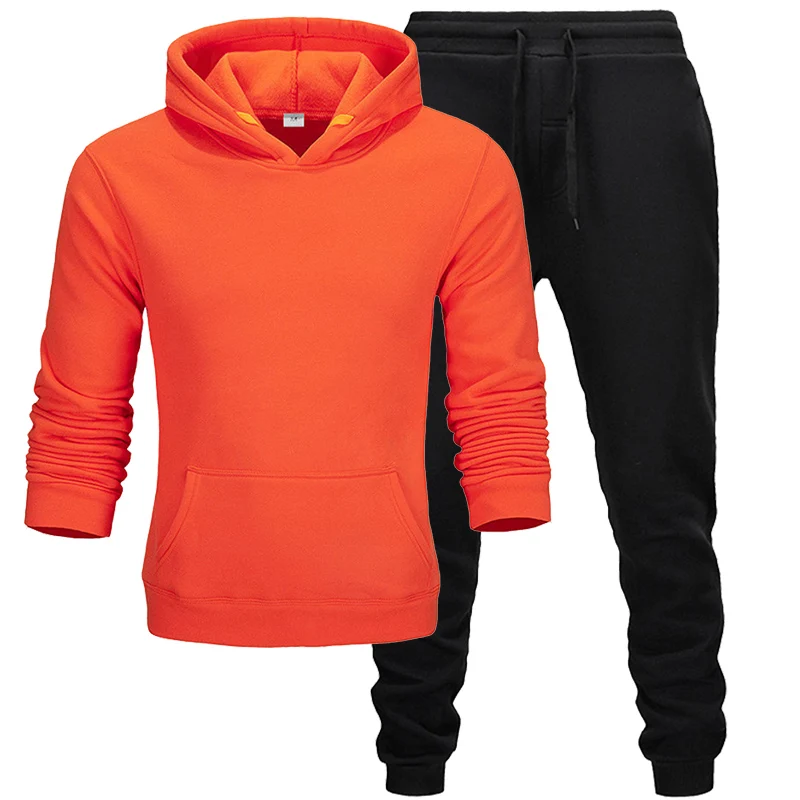 

Men's Hoodie Set Thick Velvet Hoodie + Pants Set Fashion Print Sportswear Set Chandal Hombre Completo New 2019 Autumn Winte
