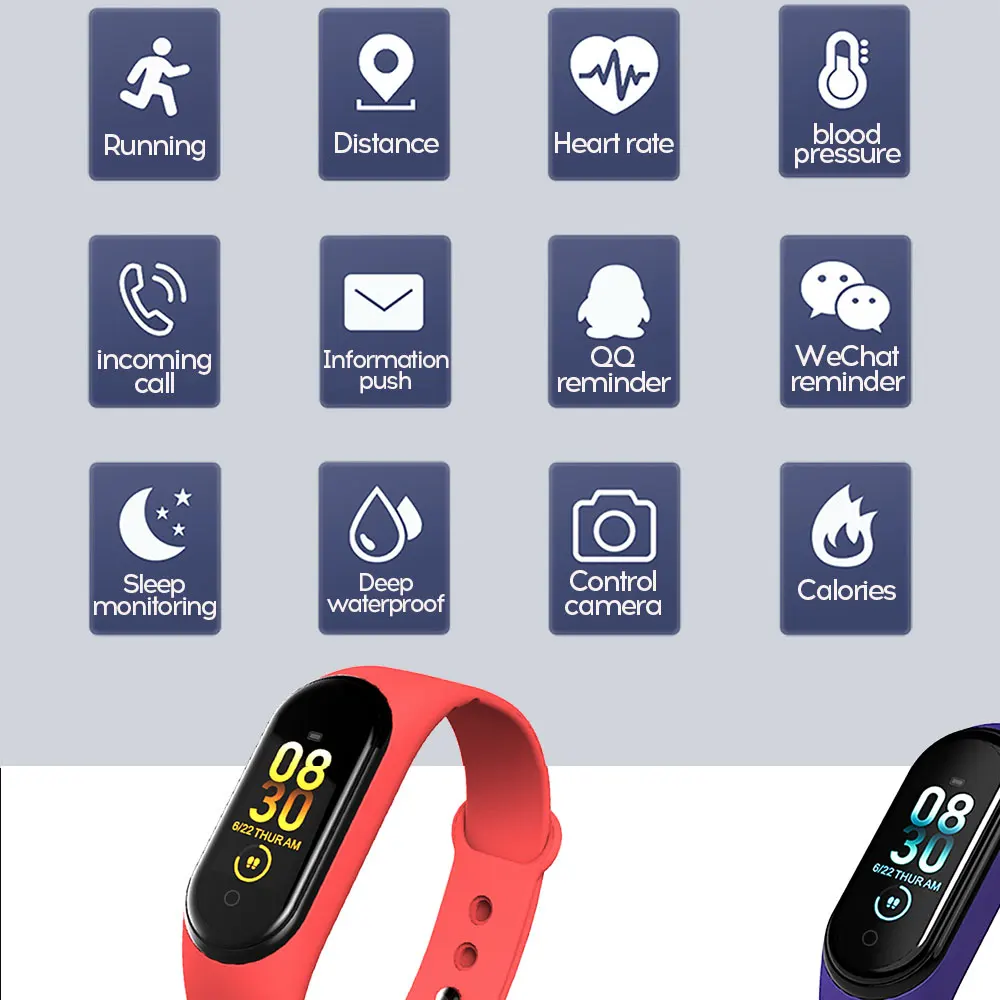  Bracelet measurement of pressure and pulse Watch smart Heart Rate Monitor Fitness Tracker Waterproo - 4000132983125