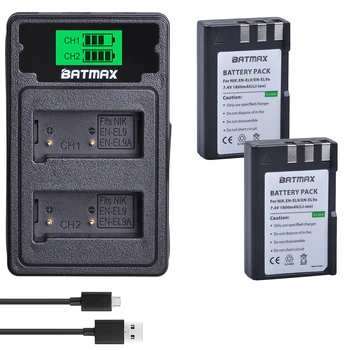 

Batmax EN-EL9 EN-EL9a EN EL9 Battery+LCD USB Dual Charger with Type C port for Nikon EN-EL9a D40 D60 D40X D5000 D3000 Camera