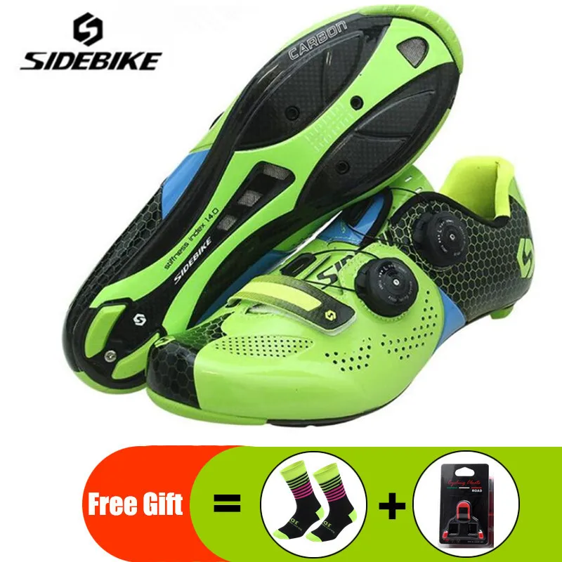 Sidebike/велосипедная обувь; Дорожный комплект с педалью; Sapatilha Ciclismo; мужские кроссовки из углеродного волокна; самоблокирующиеся велосипедные кроссовки; кроссовки - Цвет: add gift