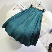 Высококачественная Женская замшевая юбка длинные плиссированные юбки женские s Saias миди Faldas винтажные женские миди юбки с высокой талией