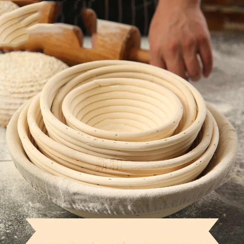 Round Rattan Bread Proofing Basket with Cover Sourdough Proving Basket Bread Rising Baskets