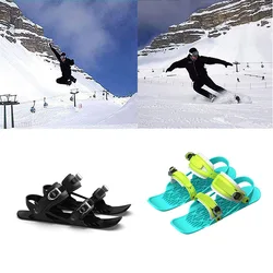 New Adult Children Mini Ski Skates for Snow with Adjustable Bindings Skiing Shoes Snow Board Outdoor Short Skiboard Snowblades