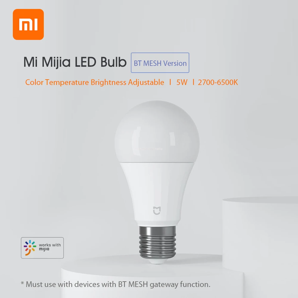 Оригинальная Светодиодная лампа Xiaomi Mijia Bluetooth MESH Version E27 5 Вт 2700- 6500 К регулируемая