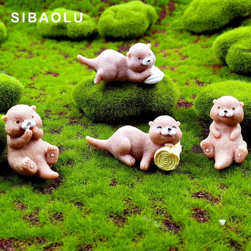4 шт. искусственная коричневая выдра фигурка животное модель дома миниатюрная