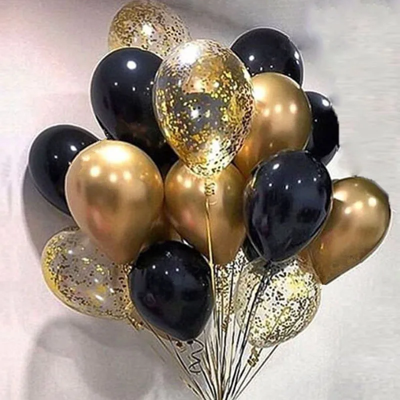 15pcs Gold And Black Metal Latex Balloons birthday party agate decorations adult Kids Air Balls Helium Globos Wedding Decor Toy 1