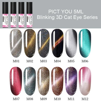 

PICT YOU 5ml 3D Cat Eye Series Effect UV Gel Nail Polish Soak Off Magnetic Nail Art Gel Polish Led UV Magic Blinking Gel Varnish