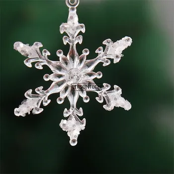 

100Set Christmas Snowflake Clear Crystal Acrylic Rhinestone For New Year Xmas Tree Pendant DIY Bead Curtain Decorative