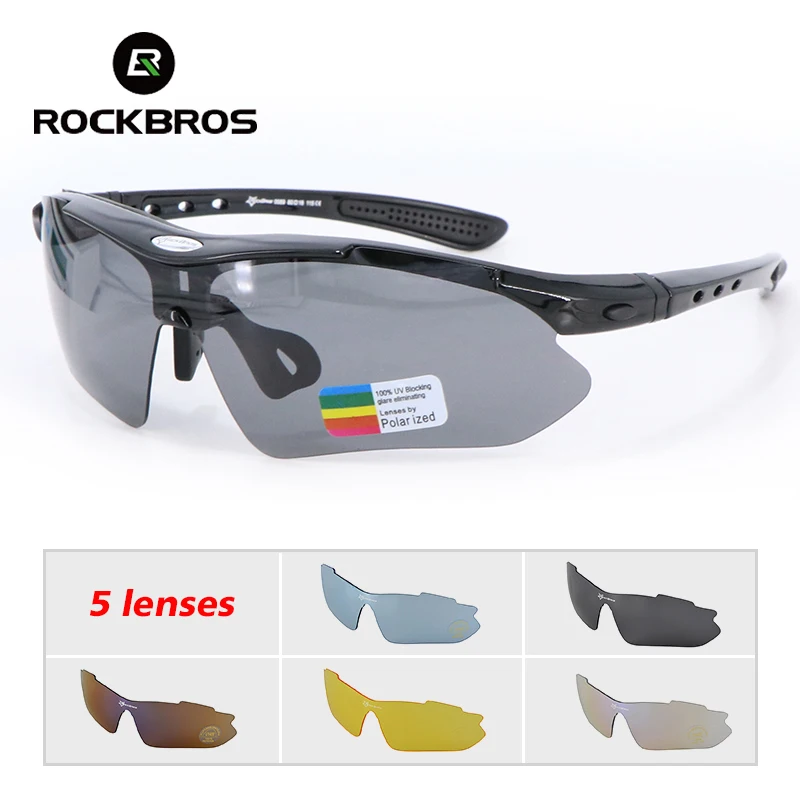 

ROCKBROS 5 Lenses Polarized Cycling Glasses with Myopia Frame Men Sunglasses Road Bike Goggles Mountain Bicycle Eyewear Women