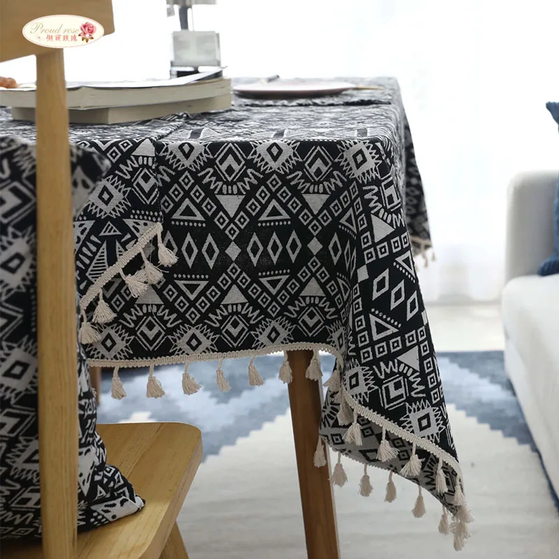 

Proud Rose Black Linen Table Cloth Table Runner Table Cover Table Mat Coffee Shop Decor Tablecloths Sofa Pillowcase