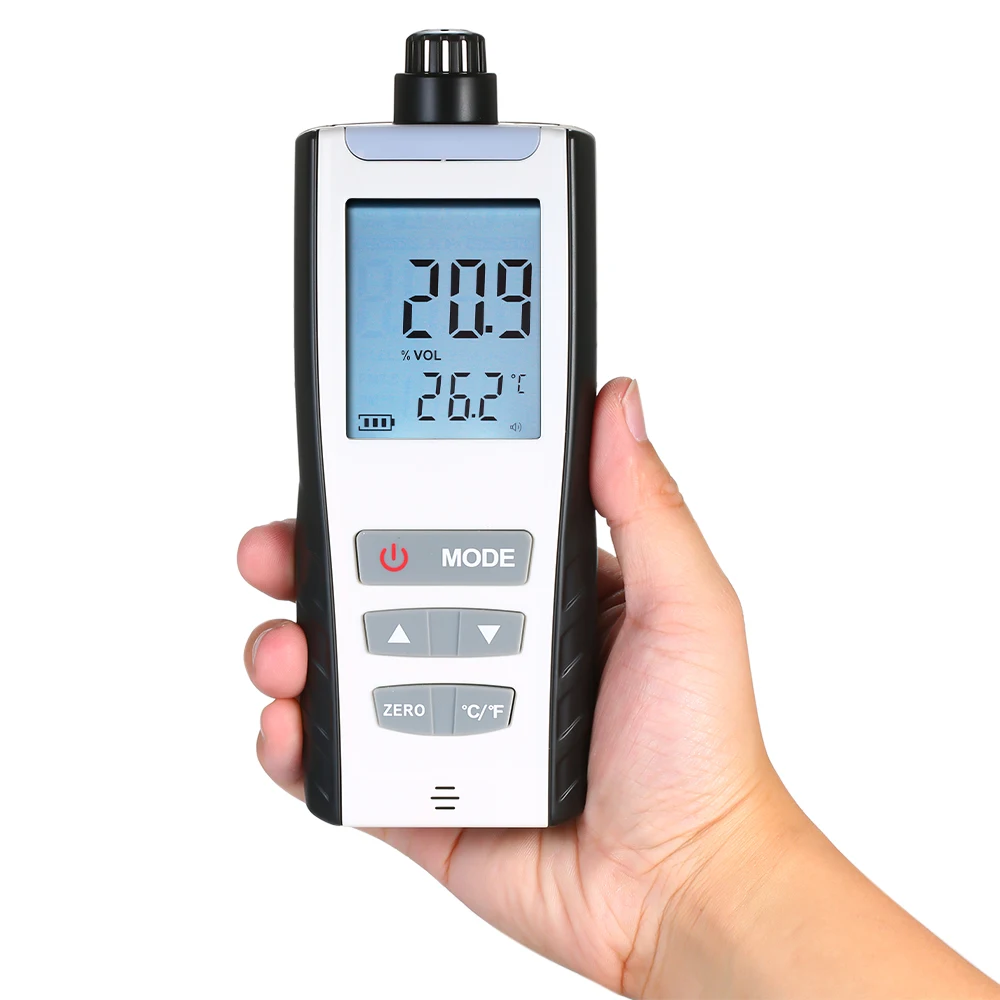 

High Precision Oxygen Meter Portable O2 Detector Concentration Detector with LCD Display and Sound-light and Vibration Alarm