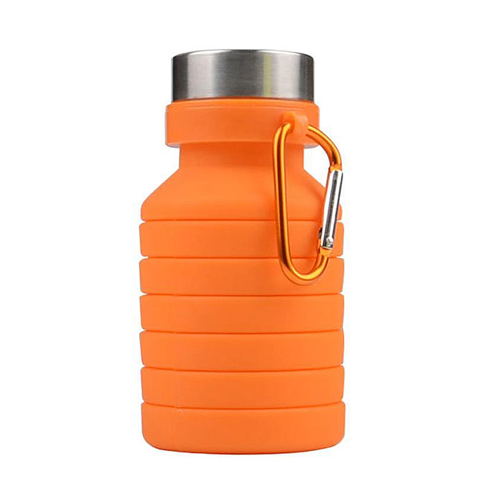 550ML Soft Silicone Foldable Water Bottle Portable Leak-proof Travel Outdoor Sports Hiking Camping Cup Cycling Large Capacity - Цвет: Оранжевый