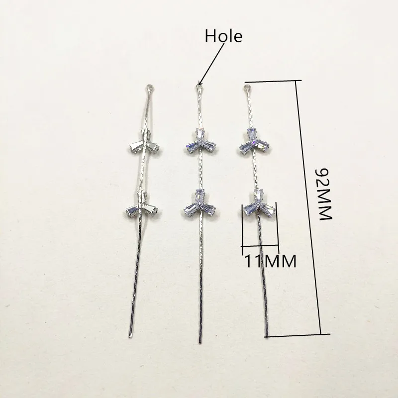 Новое поступление! 92x11 мм 50 шт. Циркон с цепочкой Шарм/разъемы для сережек/серьги аксессуары/детали для серег DIY