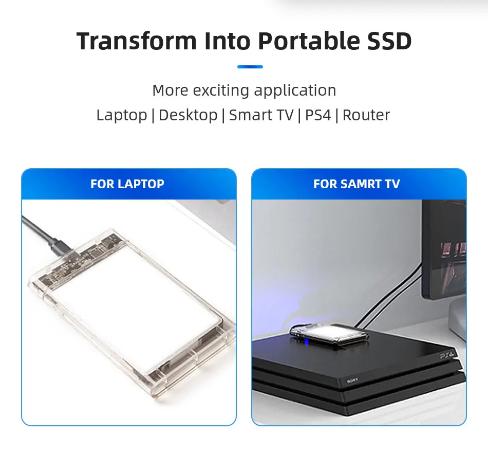 usb 2.0 sata hdd external box Kingspec SSD Case 2.5 SATA to USB 3.0 Adapter Hard Drive Enclosure for SSD Disk Box Type C 3.0 Case HD External HDD Enclosure external hdd box 2.5