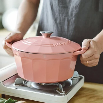 

Modern simple fashion cast iron enamel diamond pot household non stick soup pot stew pot easy to clean general use of stoves