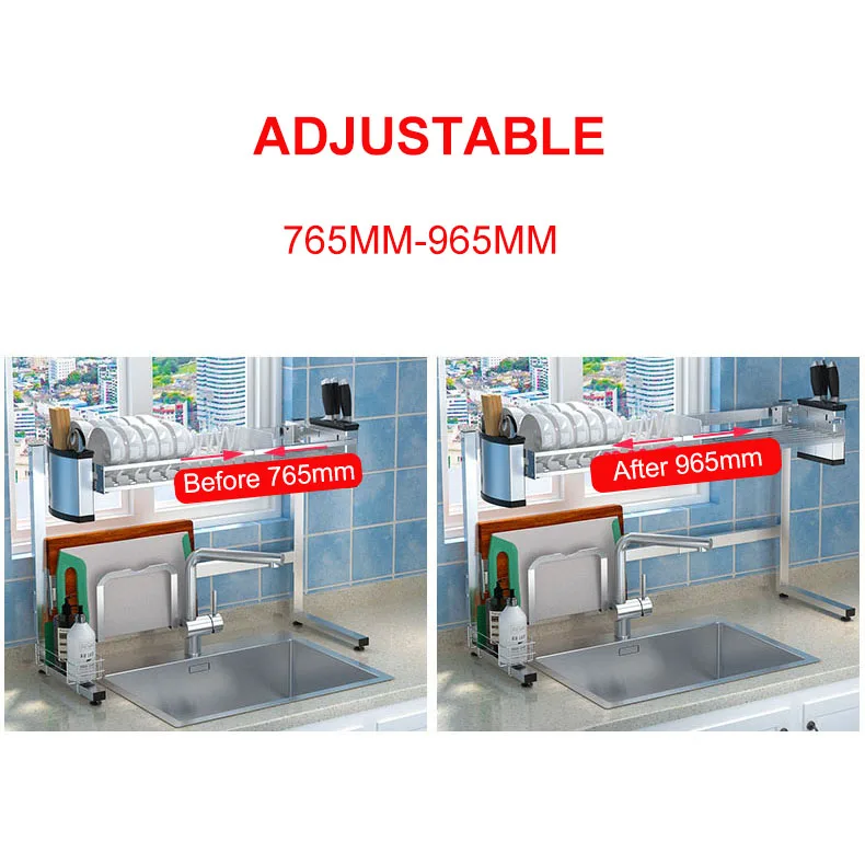 Регулируемая 304 Нержавеющая сталь кухонная подставка для посуды тарелка