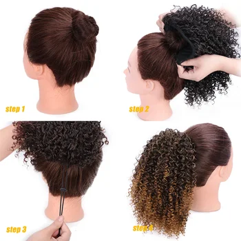 AISIBEAUTY Afro Kinky Curly Hair Extension Drawstring Puff Ponytail Synthetic Clip in Pony Tail  African American Hair Extension 5