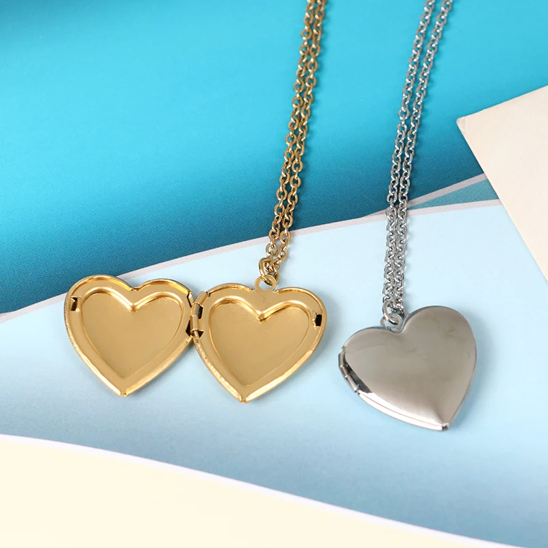 Romantic Heart Photo Frame Necklaces For Women Gifts Can Be Opened Stainless Steel Promise Love Keepsake Jewelry | Украшения и