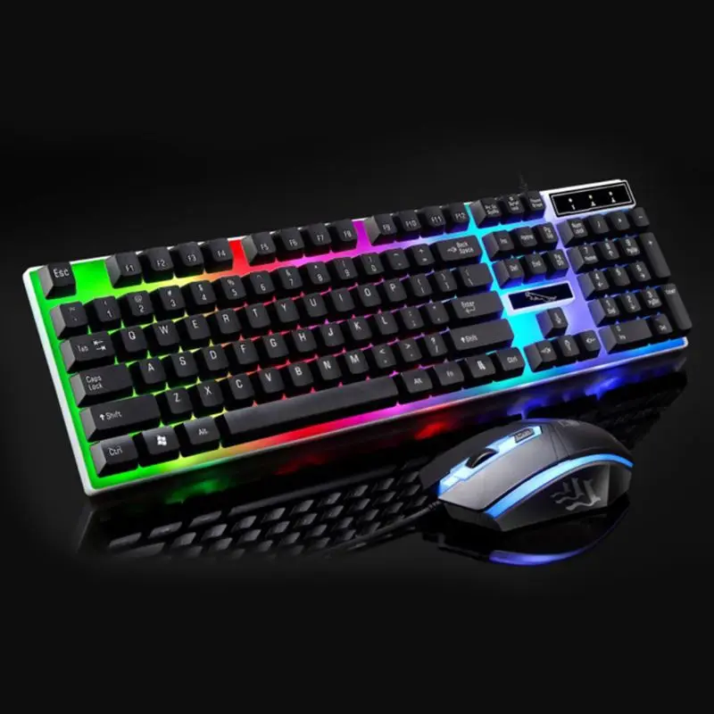 USB Charging Light Keyboard & Mouse Kit Rainbow LED Gaming Equipment For PS4 Xbox One X6HB