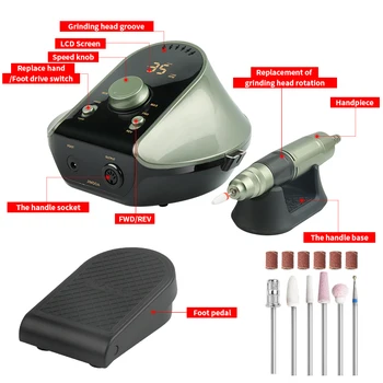 

45W 35000RPM Electric Manicure Machine Electric Nail Drill File Ceramic Nail Nail File Electric Drill Machine for Nails