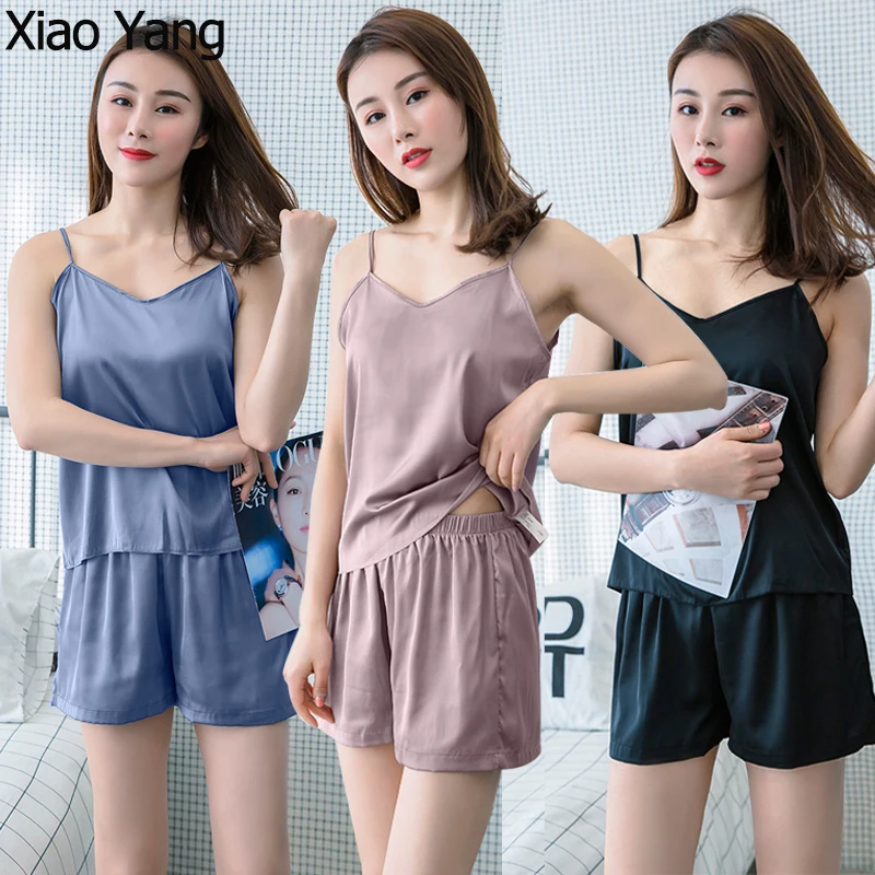 

Pajamas Women pajama sets Camisole women sleepwear summer babydolls womens pajamas night suit silk like sexy lingerie sleepwear