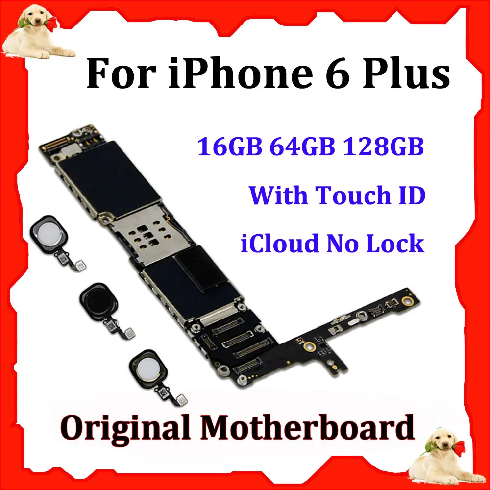 

For iPhone 6 Plus 6P 5.5'' IOS 16GB 64GB 128GB Original Motherboard Finger Touch ID Mainboard Logic Mother Board iCloud Unlocked