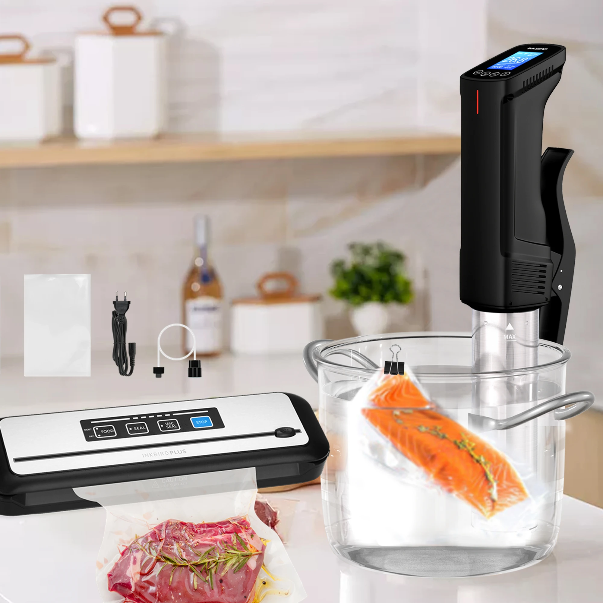 INKBIRD Combo Sales! Home Cooking Appliance WIFI Sous Vide Vacuum Sealer+Vacuum Sealer Sealing Machine for Household Commercial