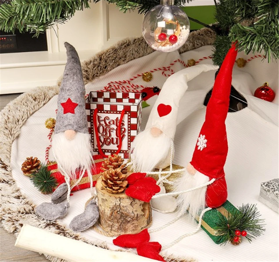 Цельность 1 шт. милое Рождественское украшение Сидящая длинная ножка без лица эльф кукольные украшения для дома Новогодний подарок для детей