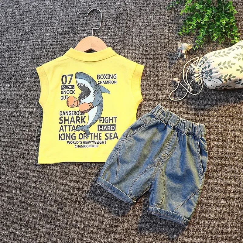 

Support Male Baby Summer Wear Set 2019 New Style Small CHILDREN'S Korean-style Western Style Fashion Clothing BOY'S Summer Hands